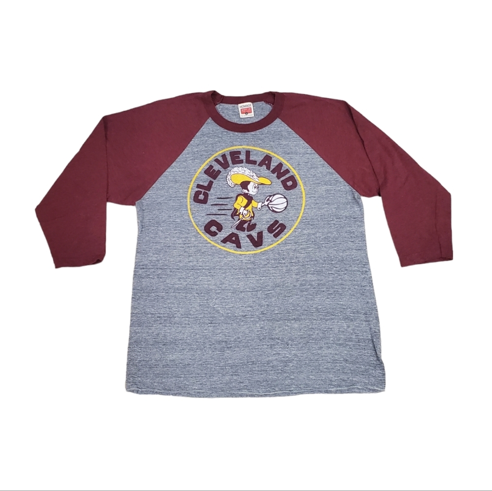NBA Exclusive Old school Homage Cleveland Cavs Vintage Logo 3/4 Sleeve Raglan